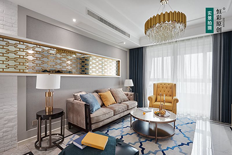 杭州家装全包公司学院北麓128方三室两厅轻奢美式设计案例