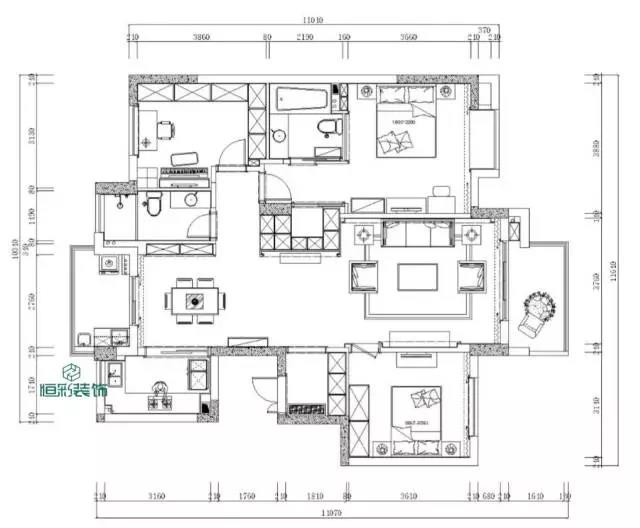杭州三室两厅装修，和家园懿园北欧风设计案例