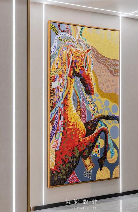 滨江临江花园业主家庭装修骏马油画装饰图