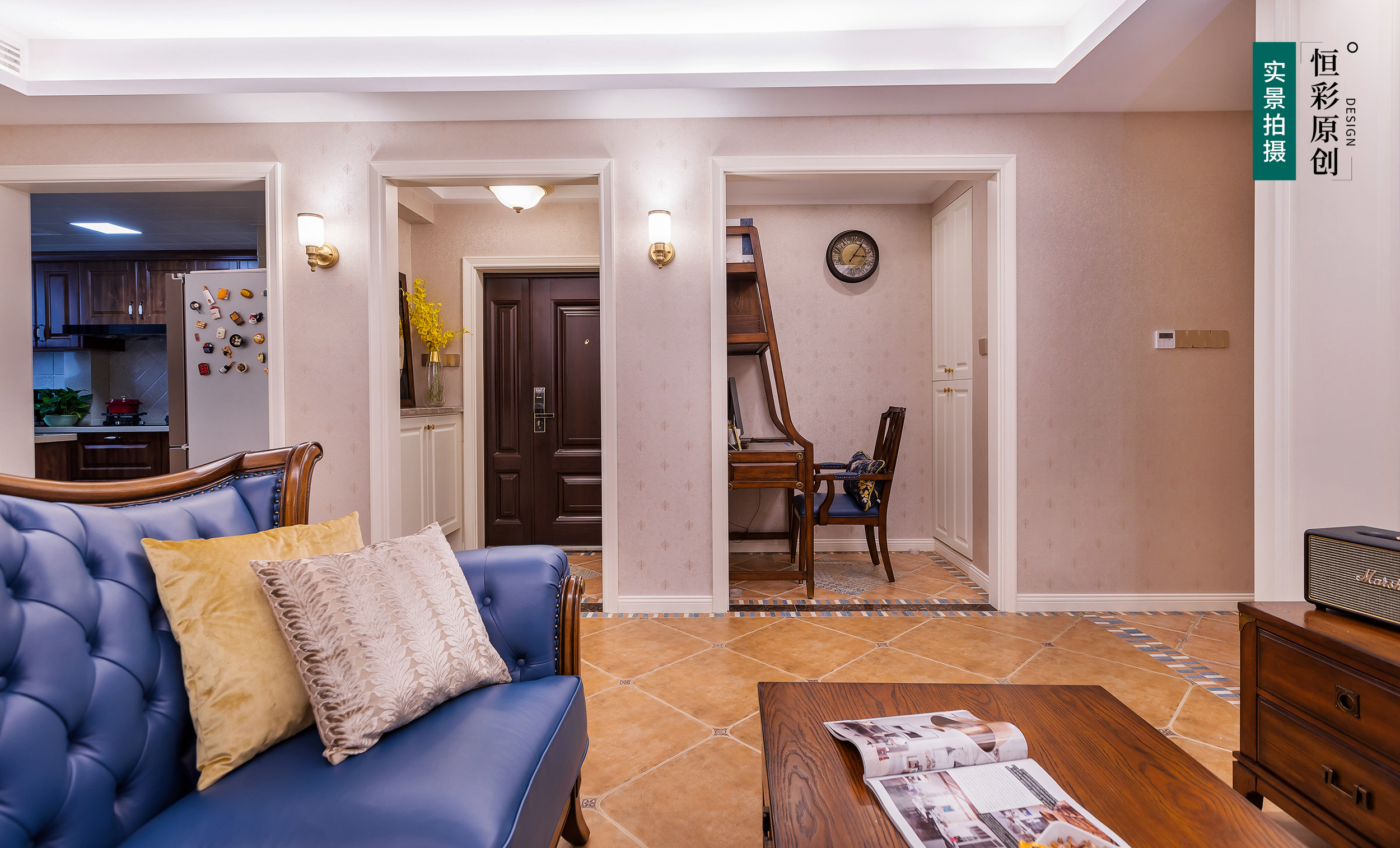 杭州蓝色霞湾98方美式老房翻新装修实拍案例