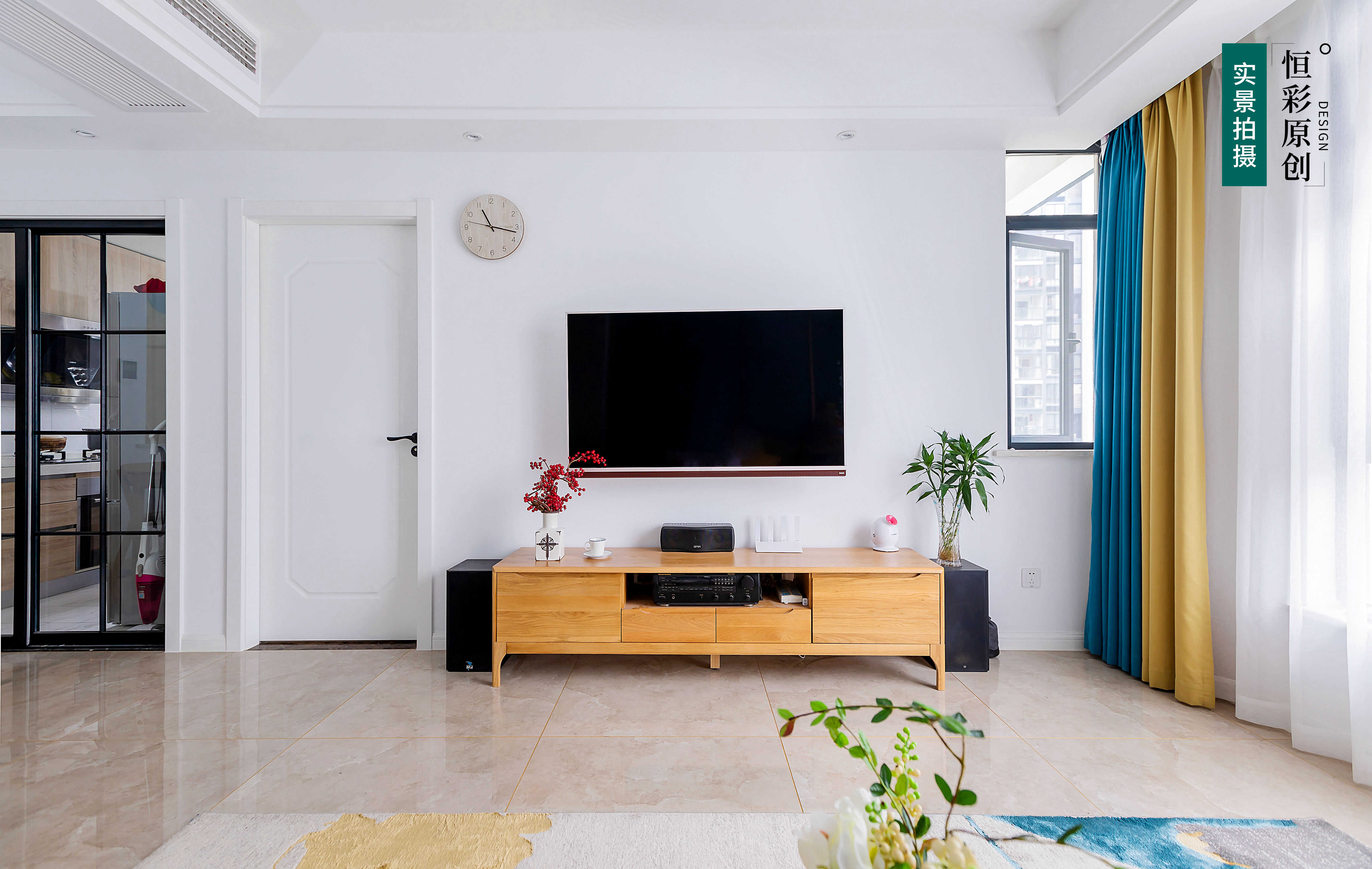 杭州秀丽华庭89方两室两厅现代轻奢设计样板间-客厅一角-效果图